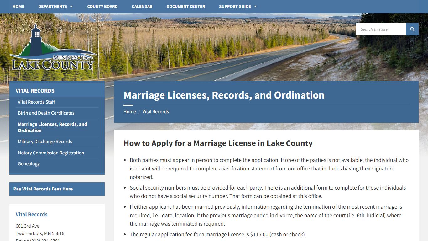 Marriage Licenses, Records, and Ordination – Lake County, MN