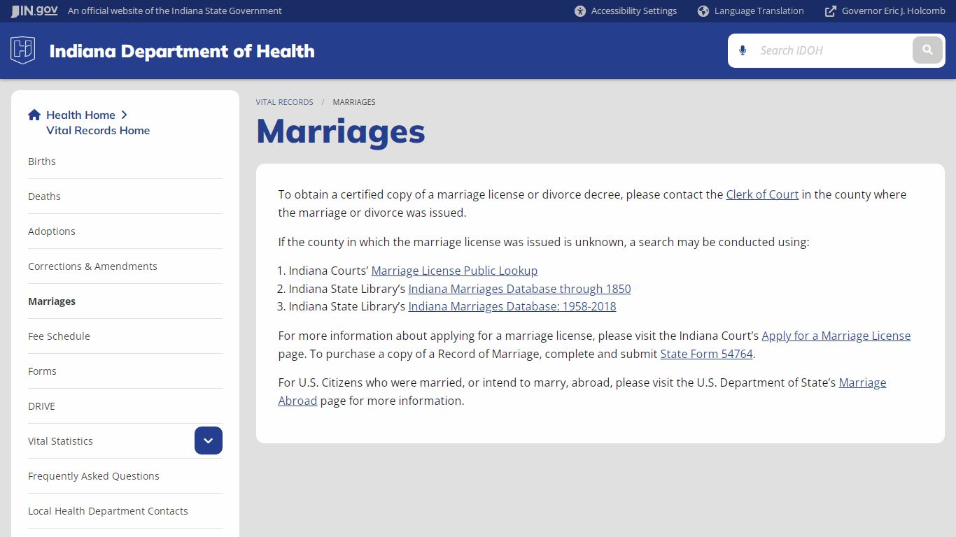 Health: Vital Records: Marriages